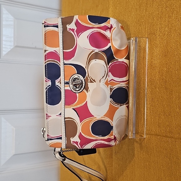 Coach Multicolor Satin Wristlet No.F49579  EUC - Picture 1 of 13